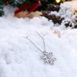 Snow and Zircon Christmas Necklace