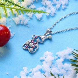 A Zircon Christmas Necklace with A Snowman Necklace